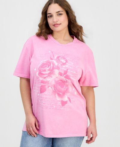 Rebellious One футболка Plus Size Cotton Hibiscus с эффектом минеральной стирки