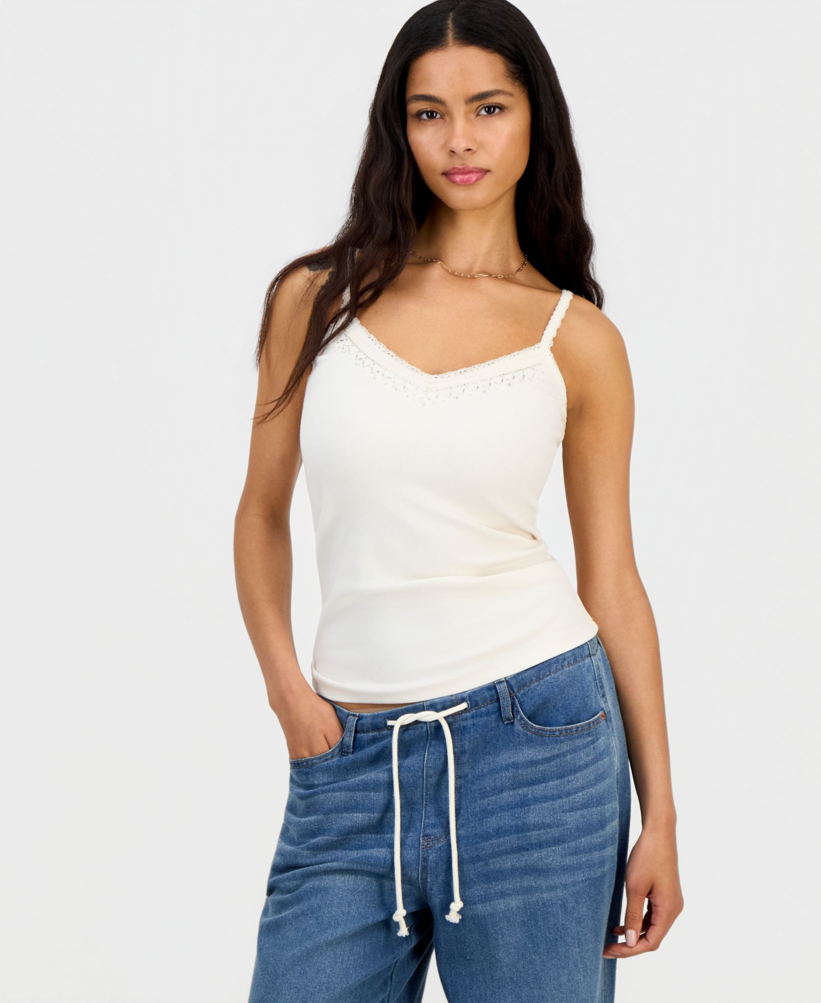Женский топ Sincerely Jules Juniors' Beaded-Trim Y2K Camisole