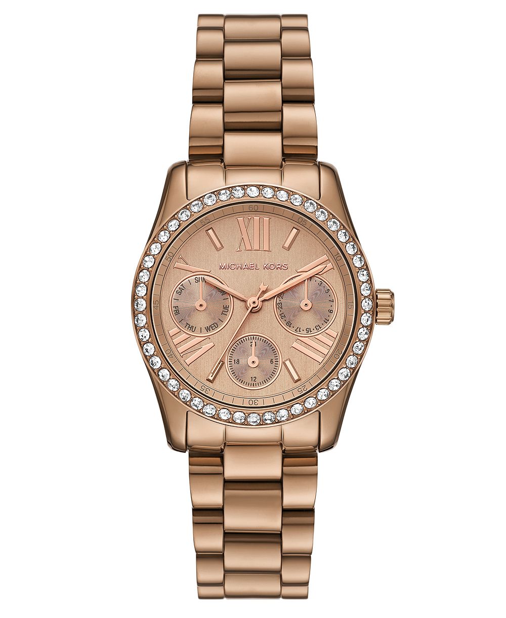 MICHAEL Michael Kors Women's Lexington Multi-function Beige Gold-Tone Stainless Steel Watch 33mm