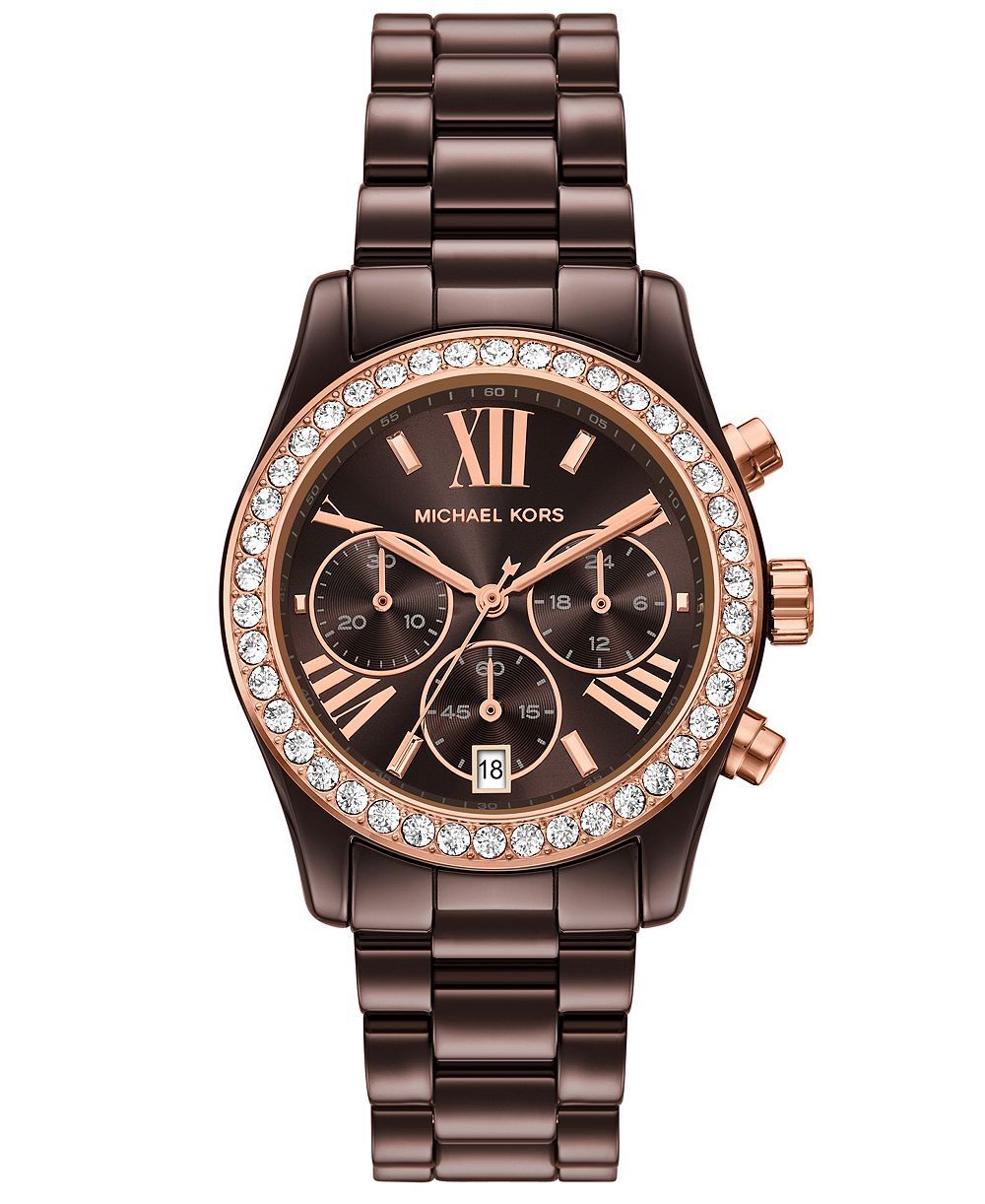MICHAEL Michael Kors Women's Lexington Chronograph Brown Ceramic Watch 38mm