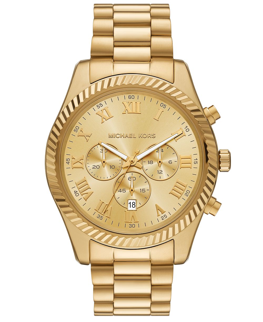 MICHAEL Michael Kors Men's Lexington Chronograph Gold-Tone Stainless Steel Watch 44mm