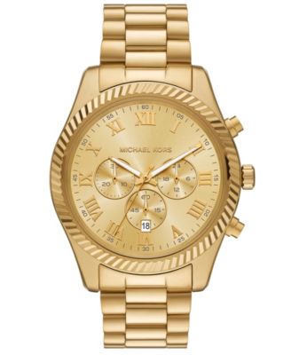 Мужские часы Michael Kors Lexington Chronograph Gold-Tone Stainless Steel 44mm