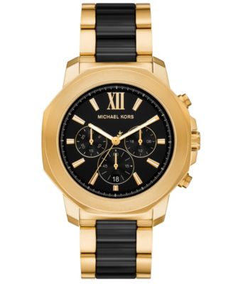 Мужские часы MICHAEL Michael Kors Prescott Chronograph Black Ceramic and Gold-Tone Stainless Steel 44mm