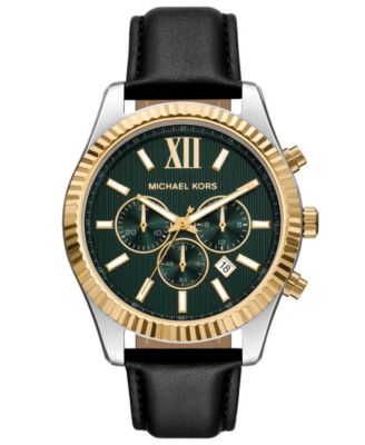 Michael Michael Kors Мужские хронограф часы Lexington из черной кожи, 44mm