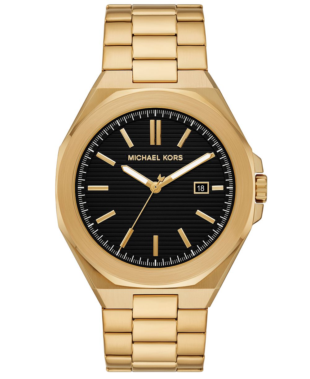 MICHAEL Michael Kors Men's Callum Three-Hand Date Gold-Tone Stainless Steel Watch 44mm
