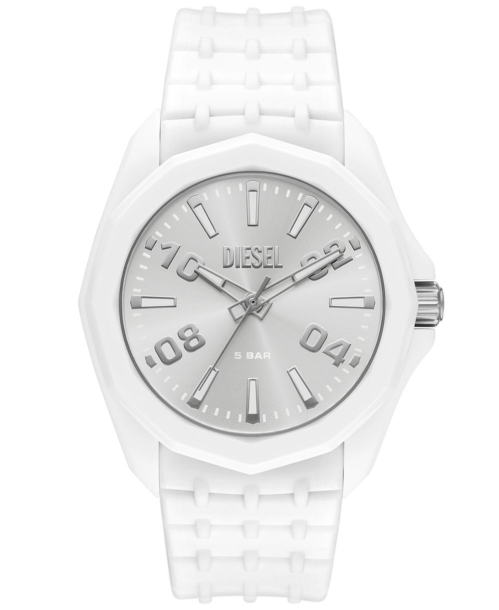 Diesel Men's Stinger Three-Hand Quartz White Silicone Watch 45mm