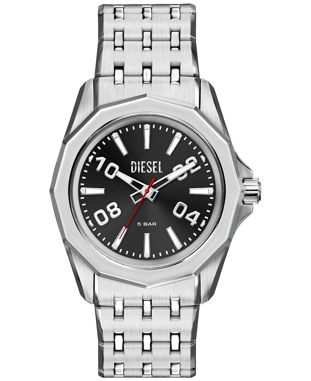 Мужские часы Diesel Men's Stinger Three-Hand Quartz Silver Stainless Steel 44mm
