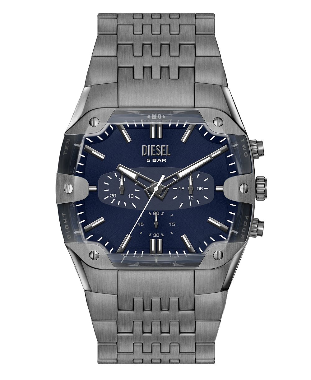 Мужские часы Diesel Spiked Cushion Quartz Chronograph Gunmetal Stainless Steel 45mm