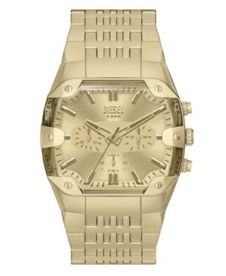 Diesel Men's Spiked Cushion Quartz Chronograph Gold Stainless Steel Watch 45mm