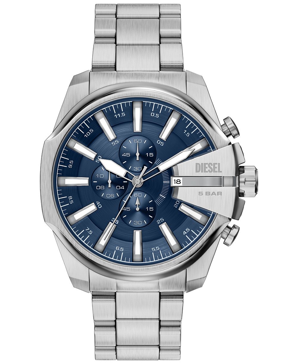 Мужские часы Diesel Mega Chief Slim Quartz Chronograph Silver Stainless Steel 48mm