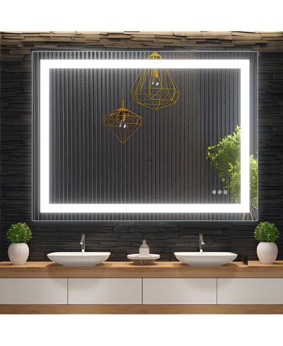 Зеркало для ванной комнаты Homfan LED с фронтальной и задней подсветкой, антизапотевающее, с регулировкой яркости и 3 режимами цвета