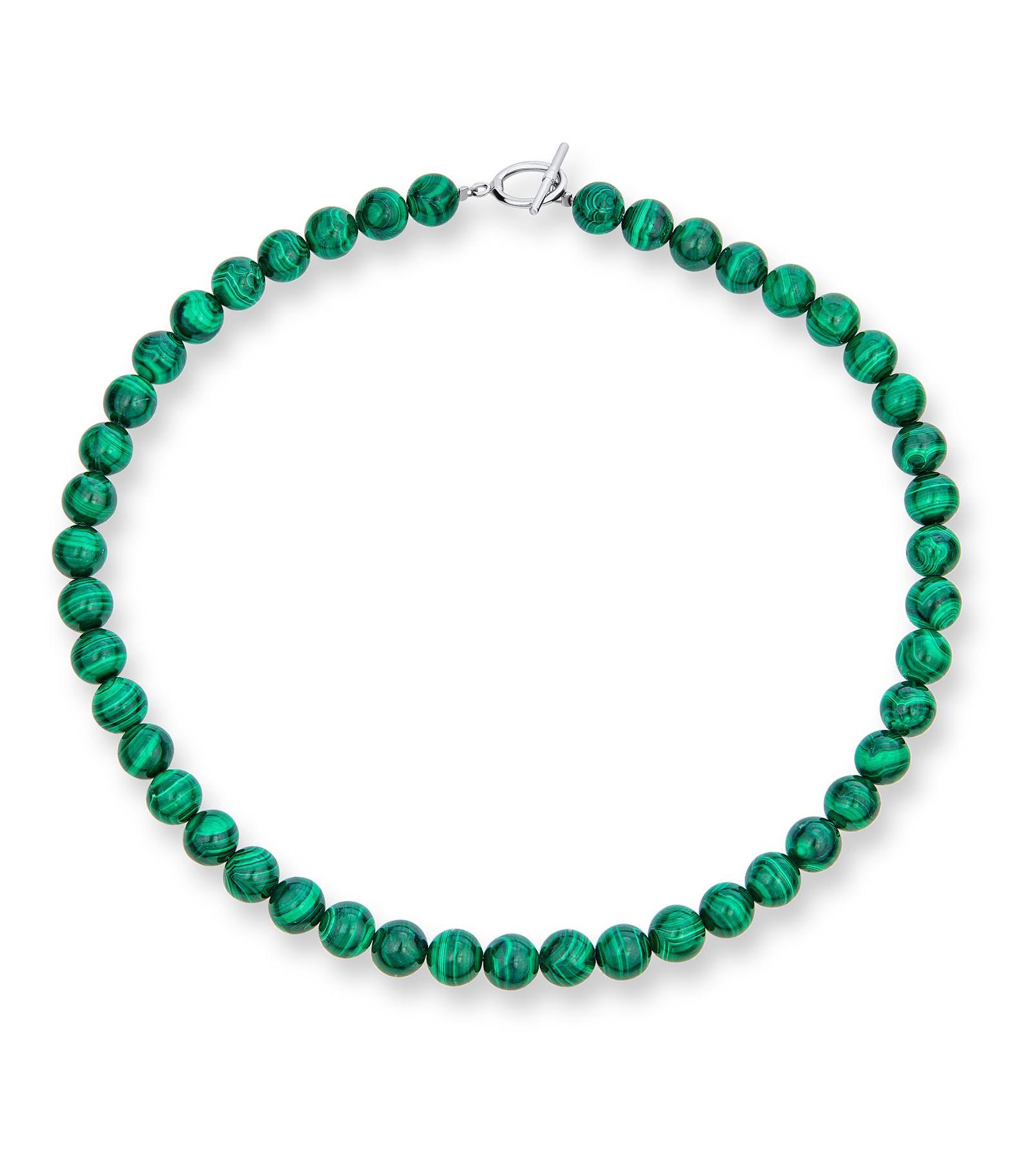 Ожерелье Bling Jewelry Semi-Precious Malachite Stone 10MM Bead Strand Collar, 16 Inch