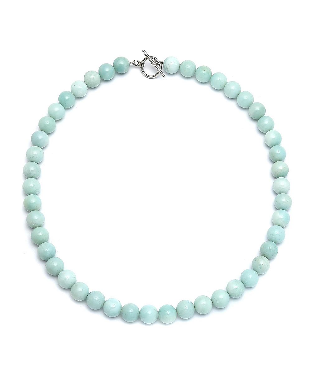 Ожерелье Bling Jewelry Semi-Precious Natural Amazonite Stone 10MM Bead Strand Collar 16 Inch