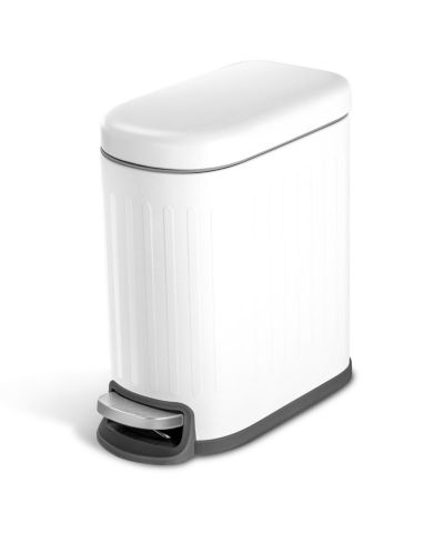 Узкая мусорная корзина из нержавеющей стали Home Zone Living, 1.3 Gallon, с узором, мягкой крышкой и съемным вкладышем