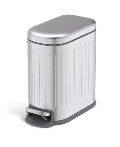 Узкое мусорное ведро из нержавеющей стали Home Zone Living, 1.3 Gallon, с реечным узором и педалью
