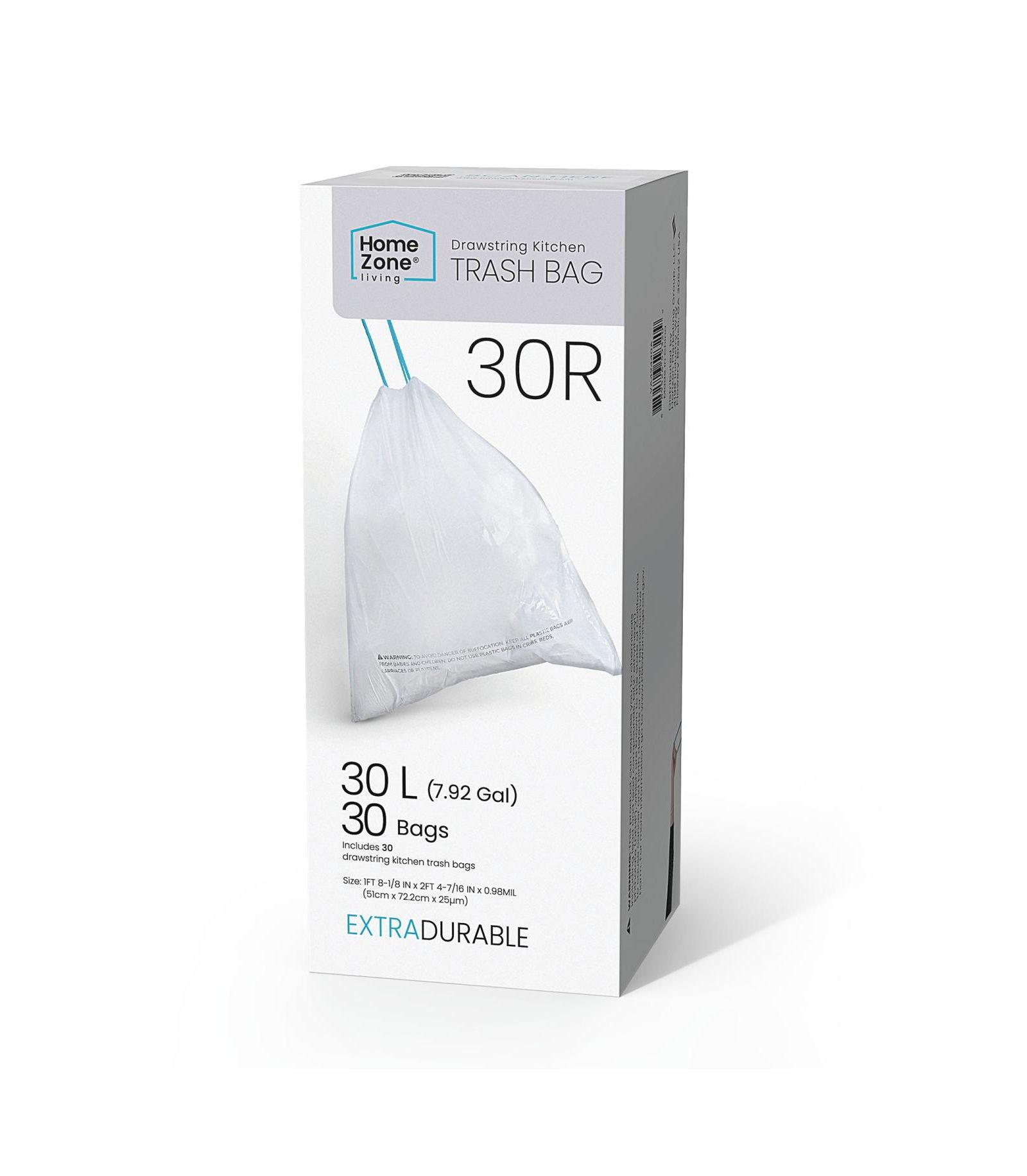 Пакеты для мусора на кухню Home Zone Living Code 30R, 30 шт.