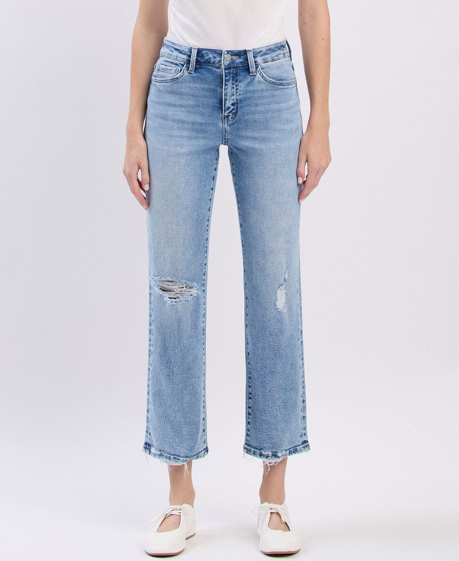 Женские Vervet High Rise Distressed Ankle Straight Jeans
