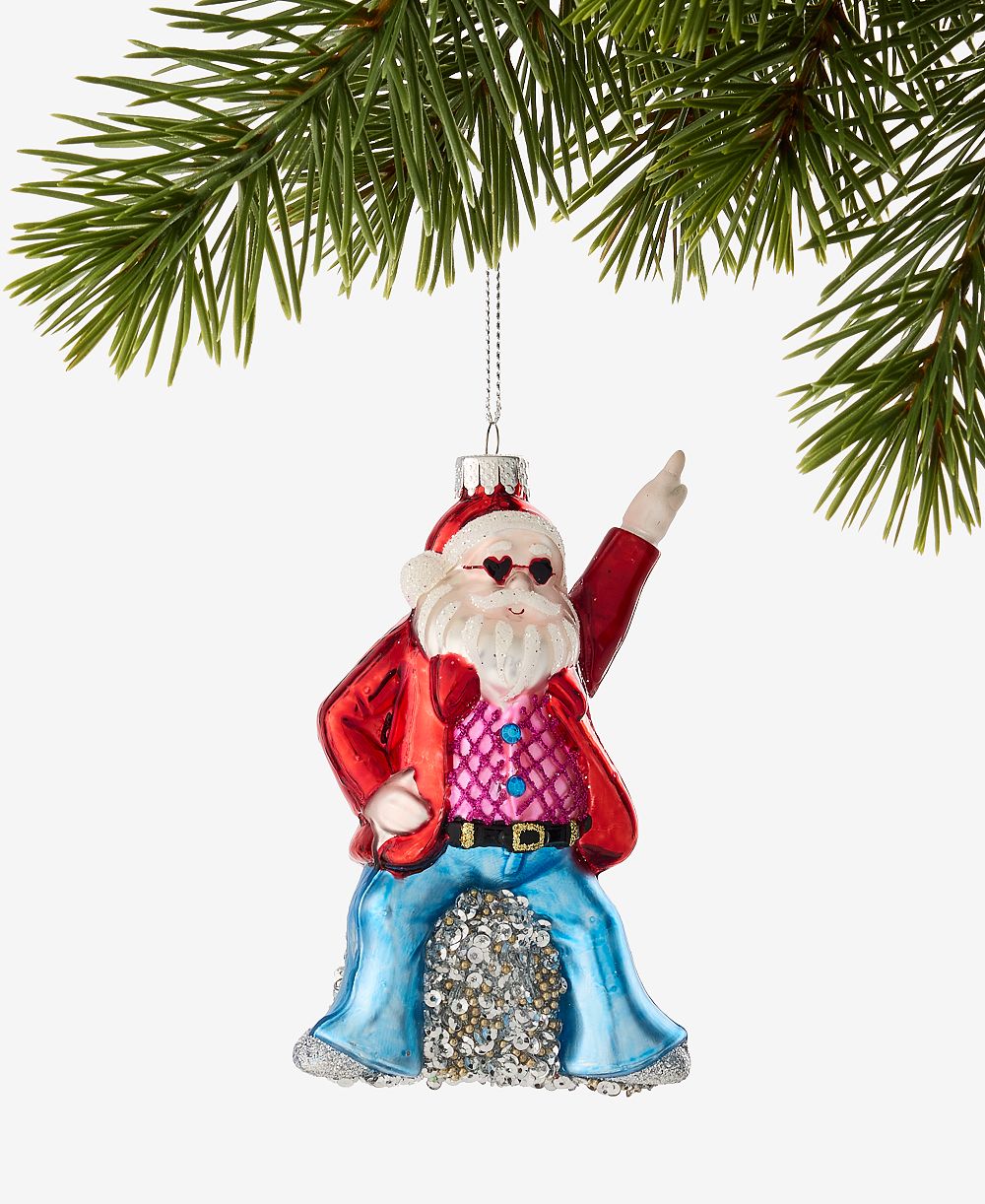 Елочная игрушка Holiday Lane Disco Brights Santa Ornament, эксклюзив Macy's