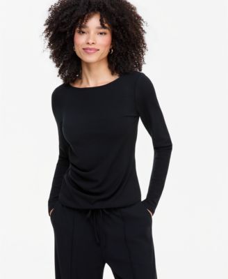 I.N.C. International Concepts Women's Long Sleeve Rib-Knit Boat Neck Top, Macy's Exclusive
