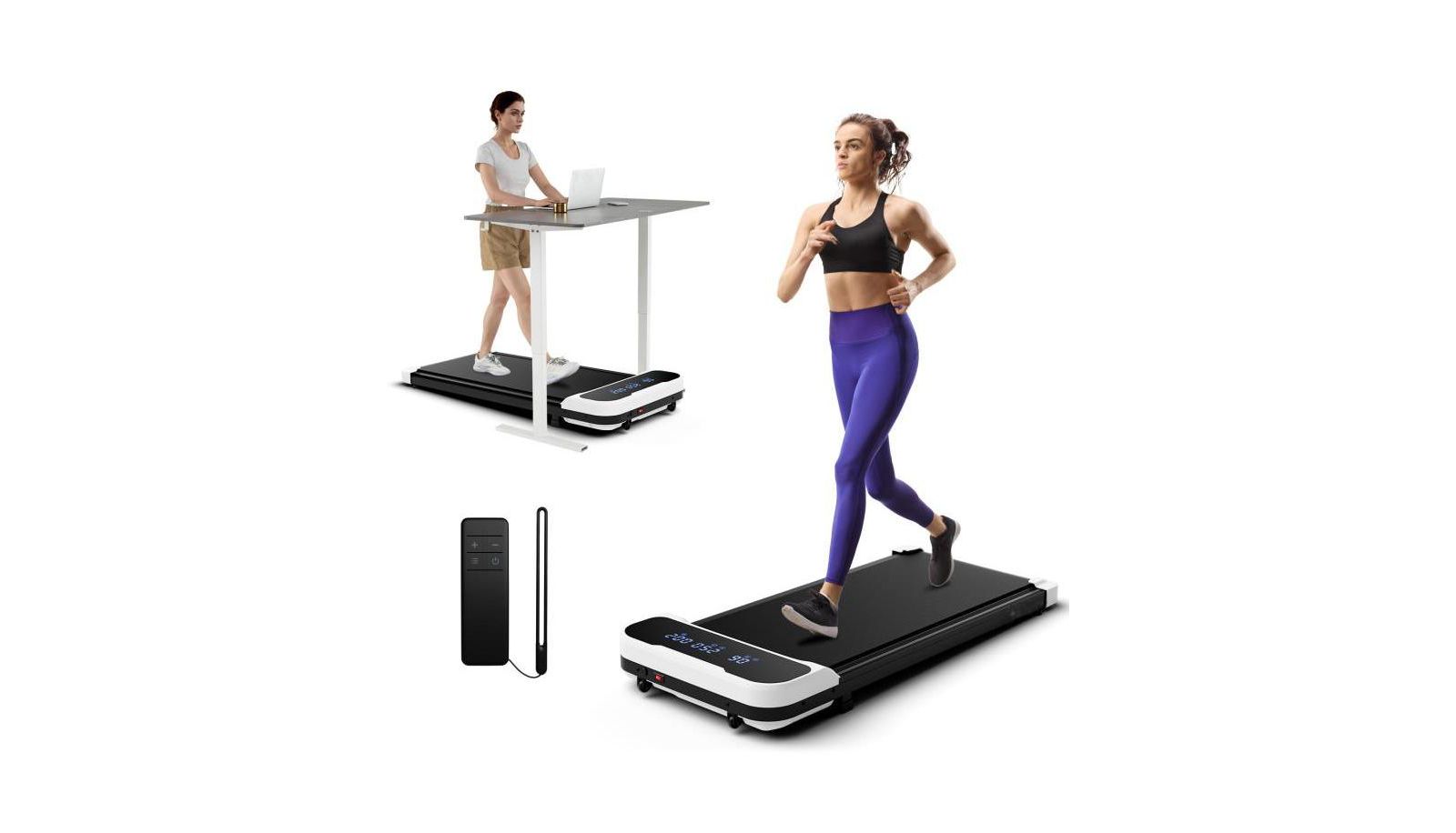 HONGGE 2.5HP Under Desk Treadmill with Remote Control and 3 Countdown Modes-White