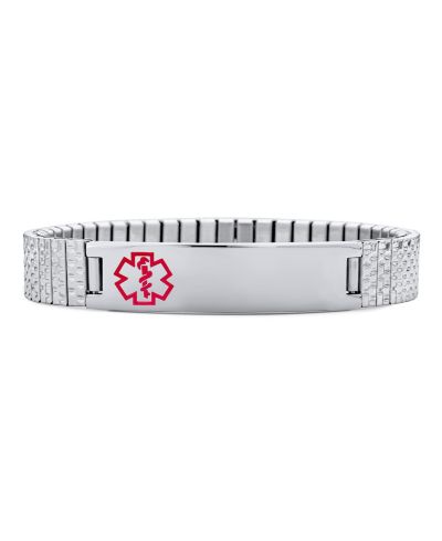 Bling Jewelry Blank Medical Identification Medical ID Stretch Link Bracelet Stainless Steel