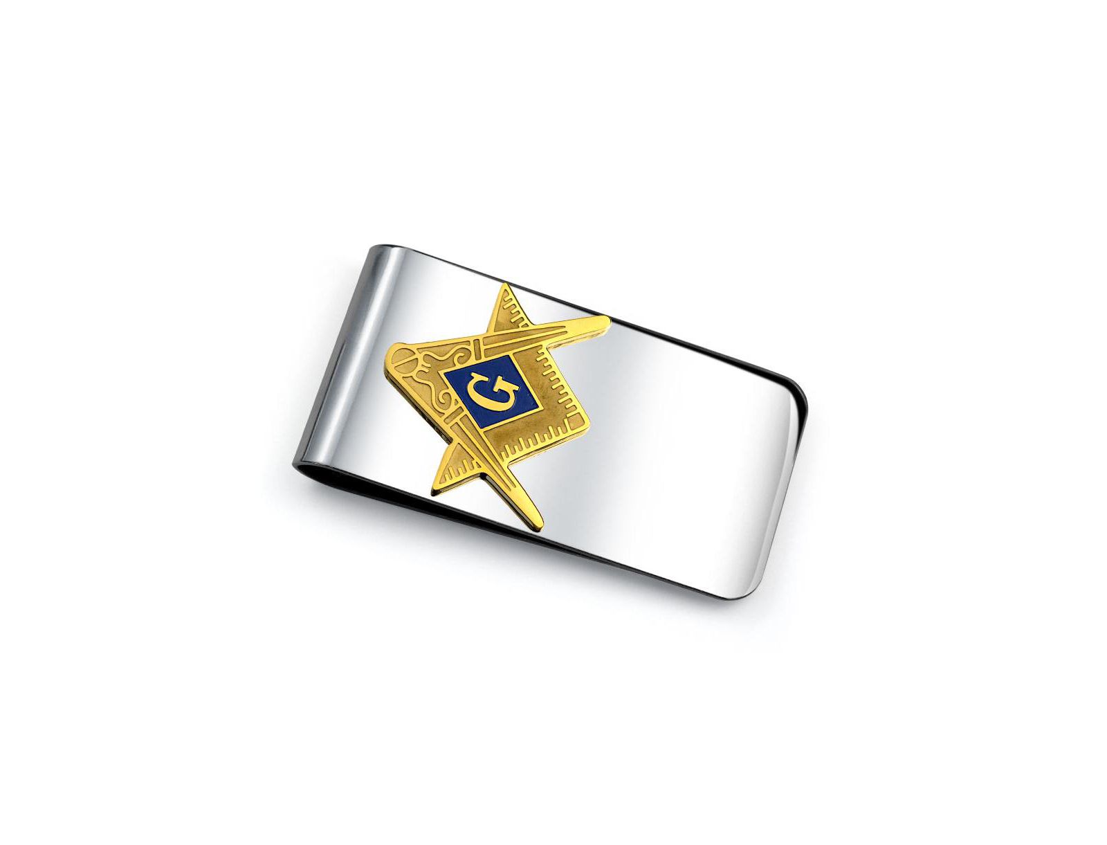 Bling Jewelry Men's Large Two Tone Compass Masonic Freemason Money Clip Stainless Steel
