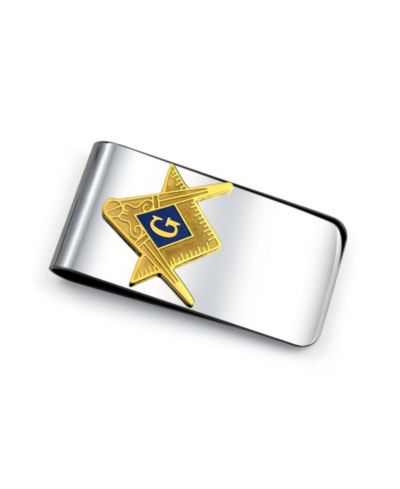 Bling Jewelry Men's Large Two Tone Compass Masonic Freemason Money Clip Stainless Steel