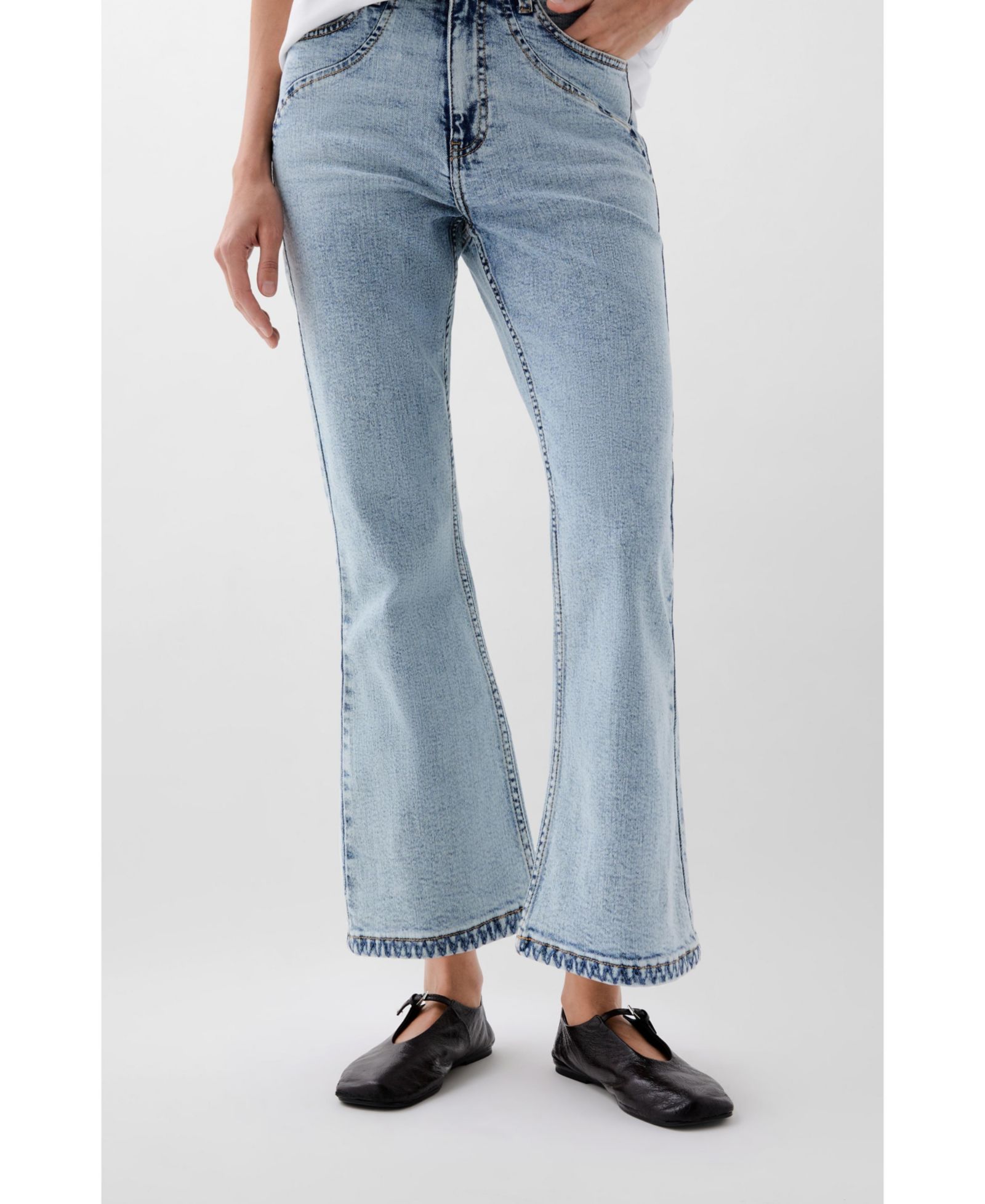 Scalpers Women's Ankle Stitching Denim Pant