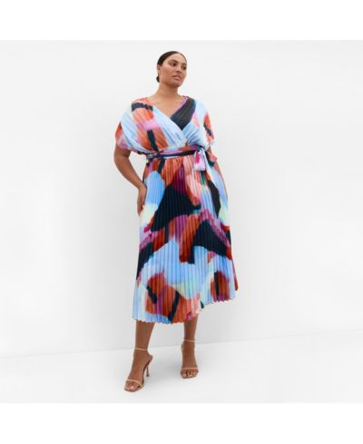CITY CHIC Women's Print Pleat Midi Dress