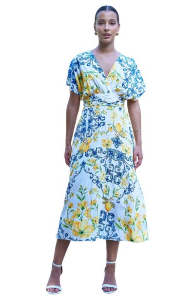 Yumi Women's Lemon-Print Midi Dress