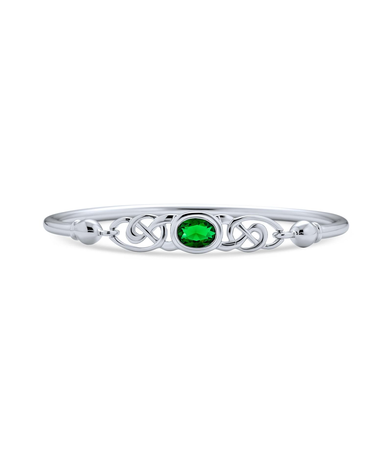 Bling Jewelry Romantic Infinity Love Knot Celtic Bangle Bracelet Red CZ .925 Sterling Silver