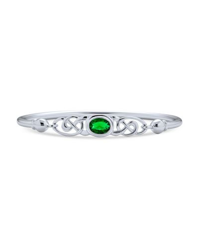 Bling Jewelry Romantic Infinity Love Knot Celtic Bangle Bracelet Red CZ .925 Sterling Silver