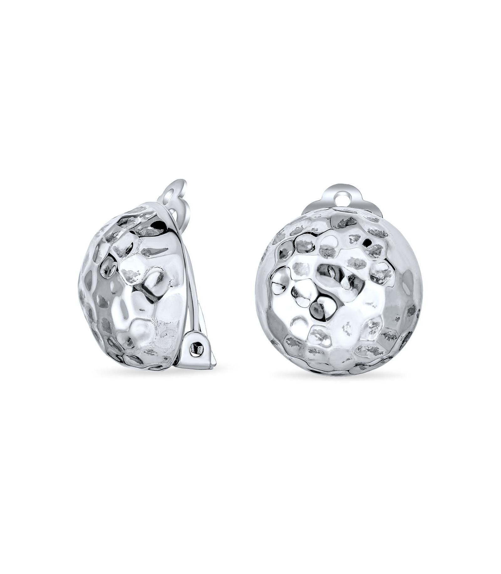 Серьги Bling Jewelry с текстурированным шариком и кнопкой, позолоченное серебро, для непроколотых ушей
