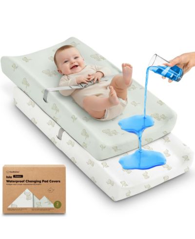 KeaBabies 2-Pack Isla Waterproof Changing Pad Covers for Boy, Girl, 32x16 Soft Nursery Baby Changing Table Pad Cover Sheets