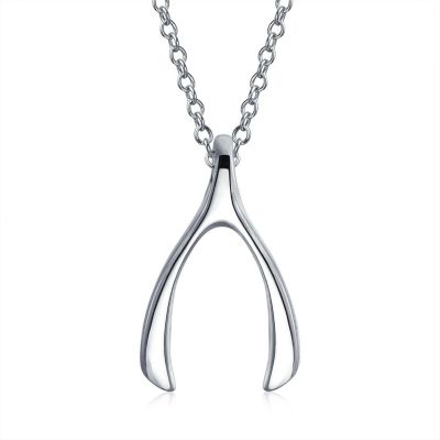 Bling Jewelry Graduation Charm Good Luck Wishbone Pendant Necklace .925 Sterling Silver