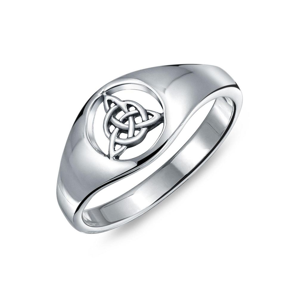 Bling Jewelry Unisex Viking Celtic Infinity Trinity Knot Triquetra Signet Ring .925 Sterling Silver
