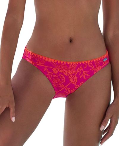 LASCANA Women's Tropical Print Classic Bikini Crochet Swim Bottom