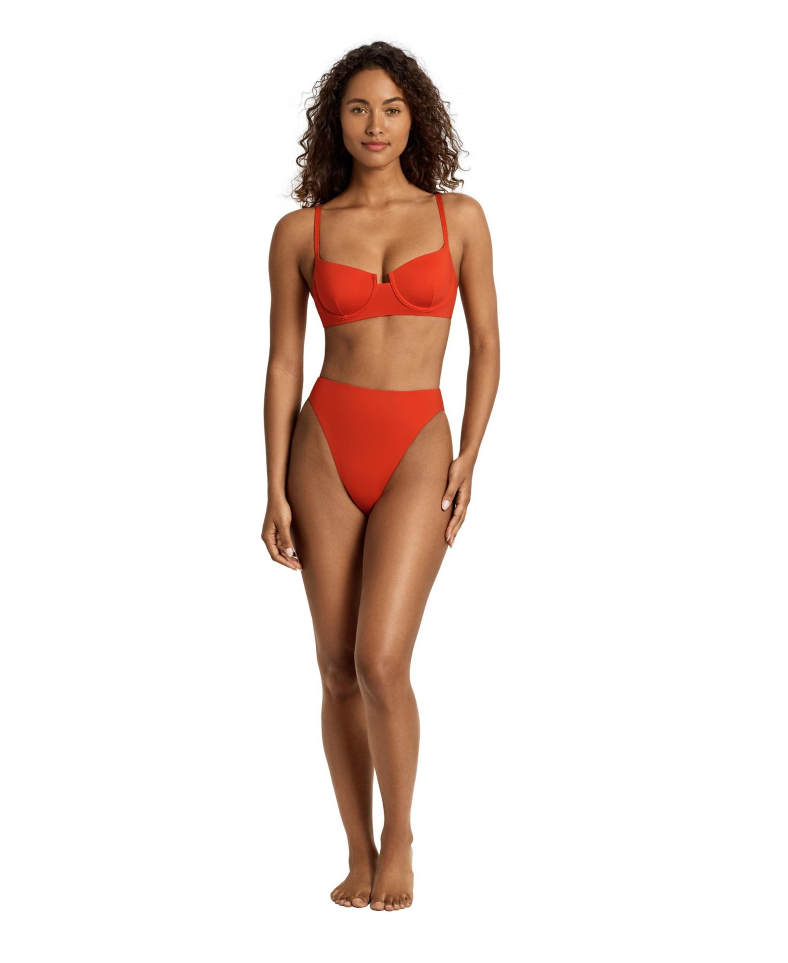 Lauren Ralph Lauren Women's Sunburst Orange Notch Underwire Bralette Swimsuit Top