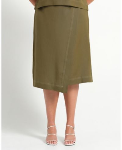 ESTELLE Plus Size Women' s Sonnet Linen Summer Wrap Midi Skirt