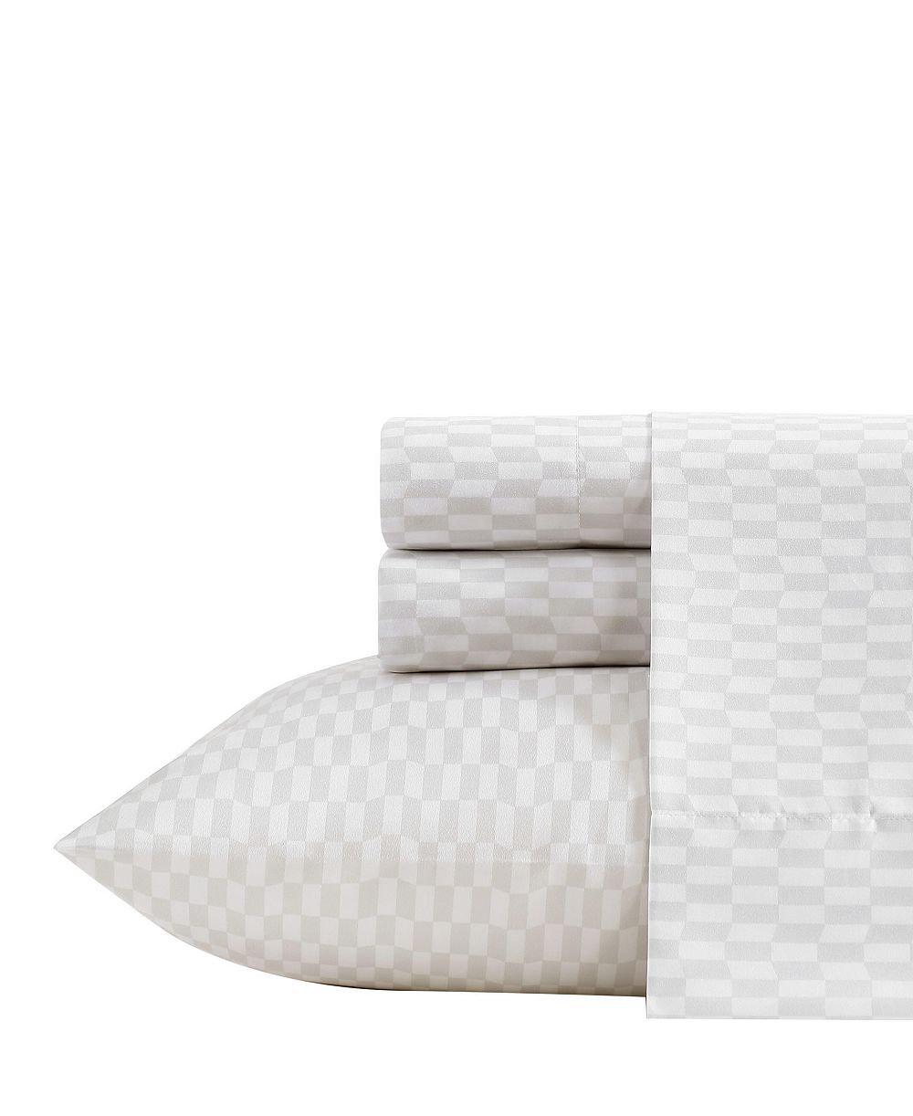 Комплект постельного белья Kenneth Cole New York Wavy Checker Microfiber 4-Pc. Sheet Set, Queen