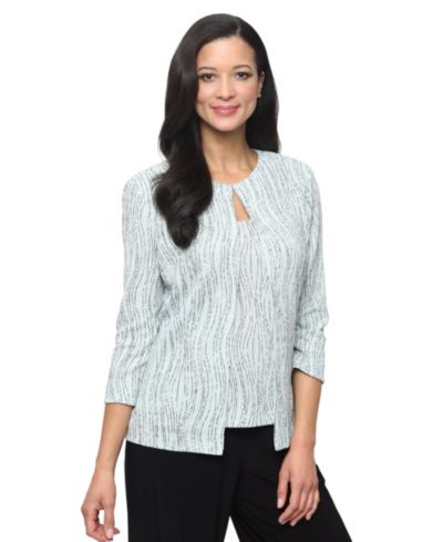 Alex Evenings Women's Jacquard Knit Scoop Neck Tank Top & Jacket, 2-Piece Set