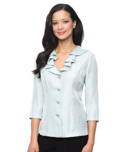 Женский блузкa Alex Evenings Women's Shimmer Ruffle Neck