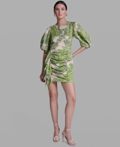 Женское платье BCBG Paisley Print Ruffle Detail Crewneck