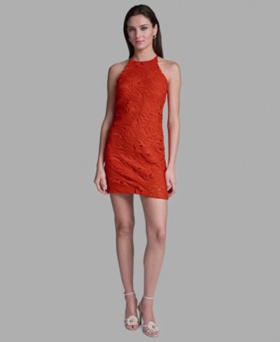 BCBG Women's Lace Halter Neck Sheath Dress