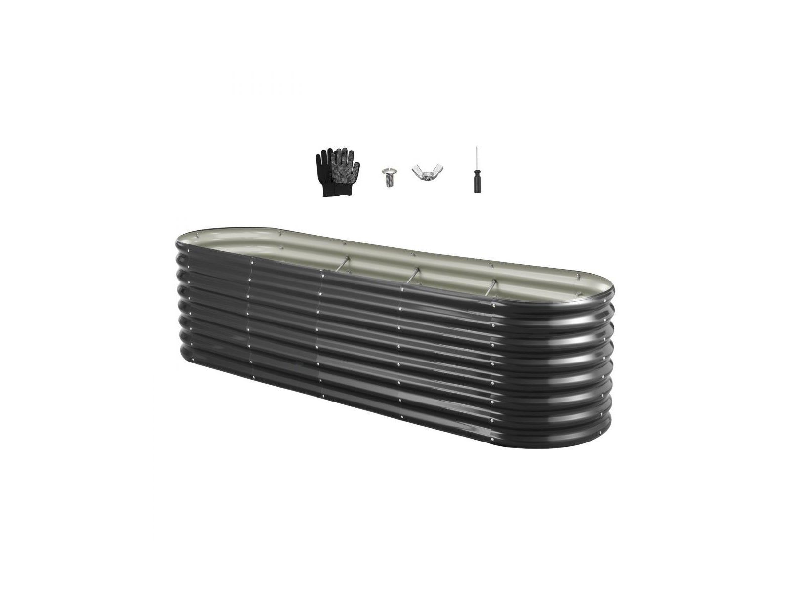 Slickblue 8x2x2 ft Oval Galvanized Metal Raised Garden Bed