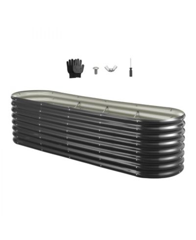 Slickblue 8x2x2 ft Oval Galvanized Metal Raised Garden Bed