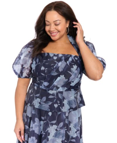 Muse Plus Size Square Neck Short-Sleeve Top
