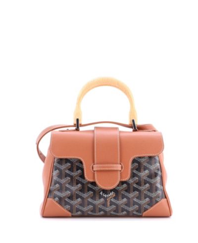 Pre-Owned Goyard Mini Saigon Top Handle Bag Coated Canvas with Leather