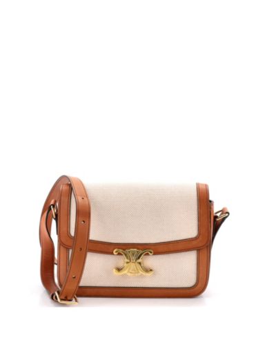 Celine сумка через плечо Triomphe Canvas с кожаной отделкой, б/у