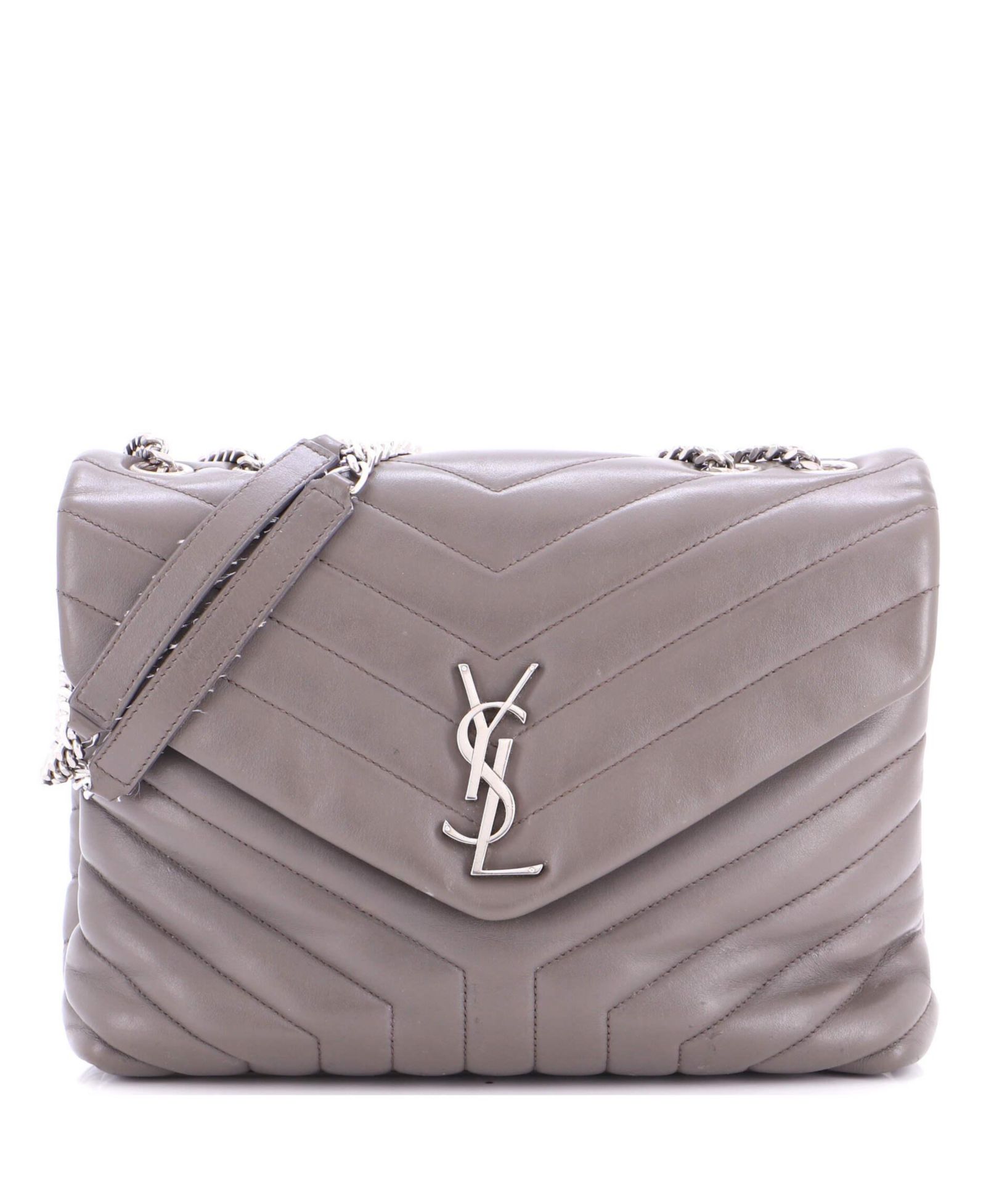 Pre-Owned Saint Laurent Large Loulou Shoulder Bag Matelasse Chevron Leather